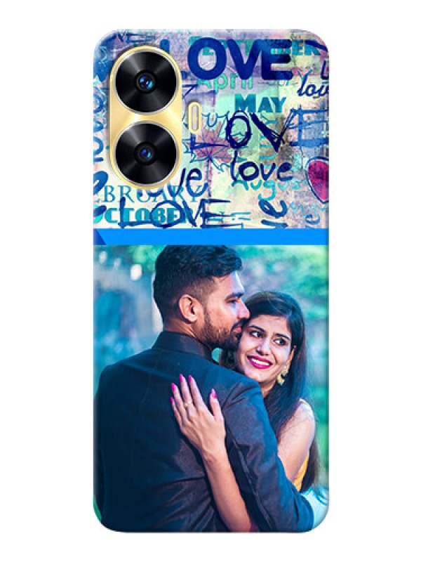 Custom Realme Narzo N55 Mobile Covers Online: Colorful Love Design