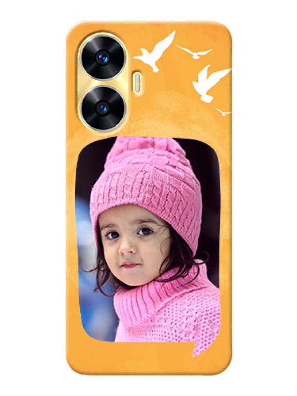Custom Realme Narzo N55 Phone Covers: Water Color Design with Bird Icons
