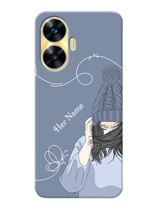 Custom Realme Narzo N55 Custom Mobile Case with Girl in winter outfit Design