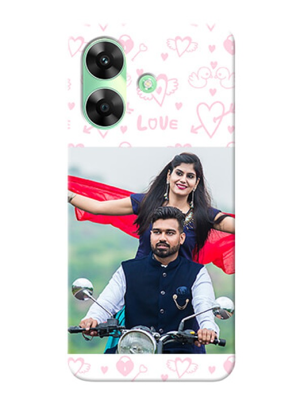 Custom Realme Narzo N61 personalized phone covers: Pink Flying Heart Design