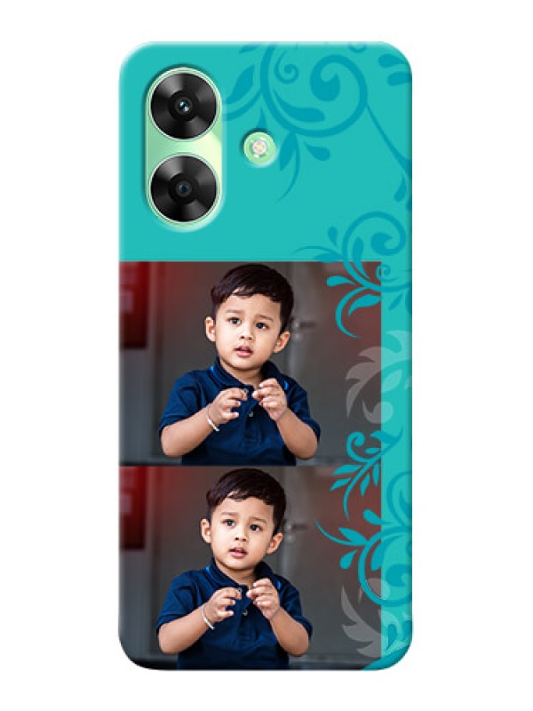 Custom Realme Narzo N61 Mobile Cases with Photo and Green Floral Design