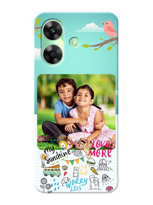 Custom Realme Narzo N61 phone cases online: Doodle love Design