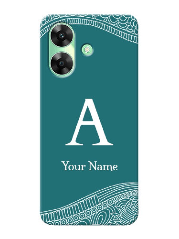 Custom Realme Narzo N61 Personalized Phone Case with line art pattern with custom name Design