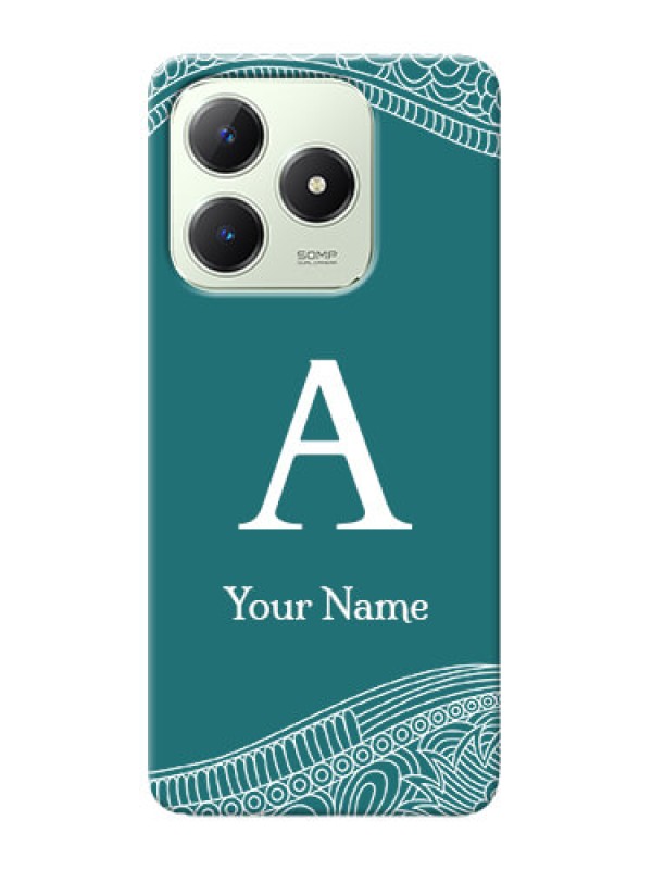 Custom Realme Narzo N63 Personalized Phone Case with line art pattern with custom name Design