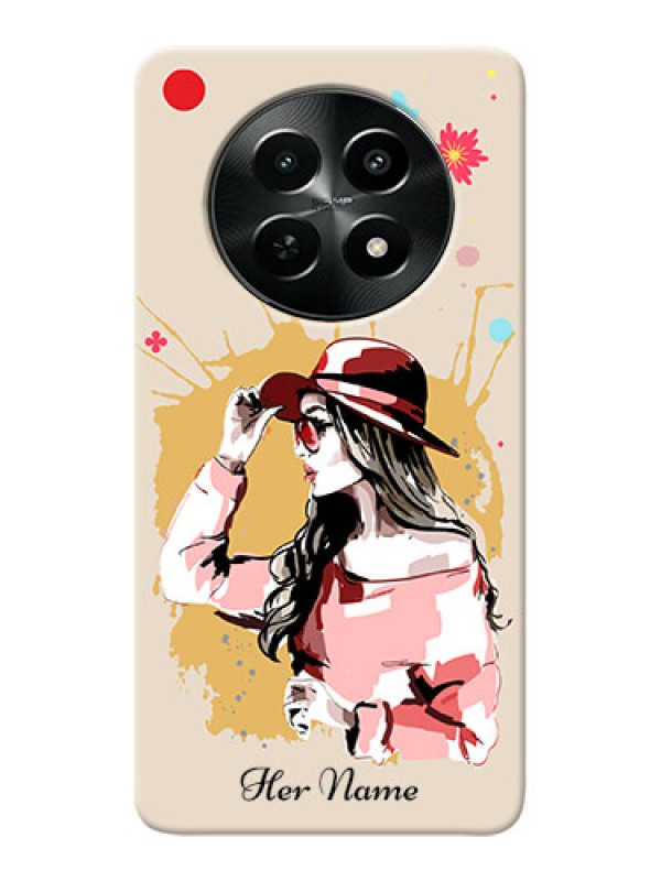 Custom Realme Narzo N65 5G Photo Printing on Case with Women with pink hat Design