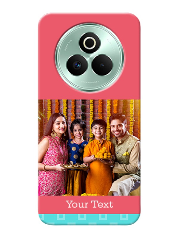 Custom Realme P3 Pro 5G Custom Hard Phone Case - Peach & Blue Color Design