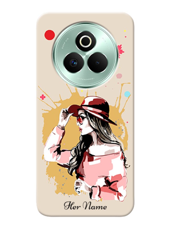 Custom Realme P3 Pro 5G Custom Hard Phone Case - Women With Pink Hat Design