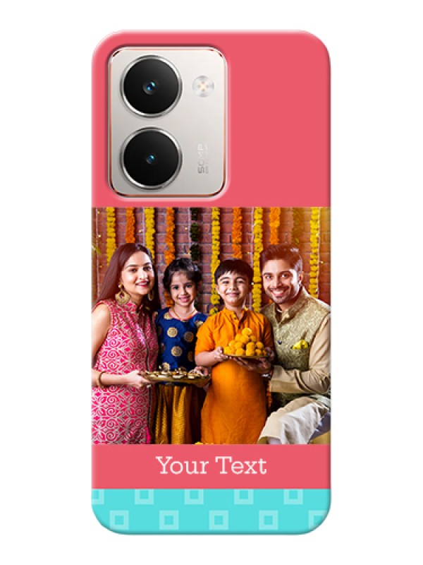 Custom Realme P3 Ultra 5G Custom Hard Phone Case - Peach & Blue Color Design