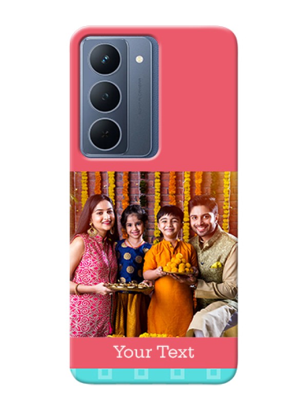 Custom Realme P3x 5G Custom Hard Phone Case - Peach & Blue Color Design