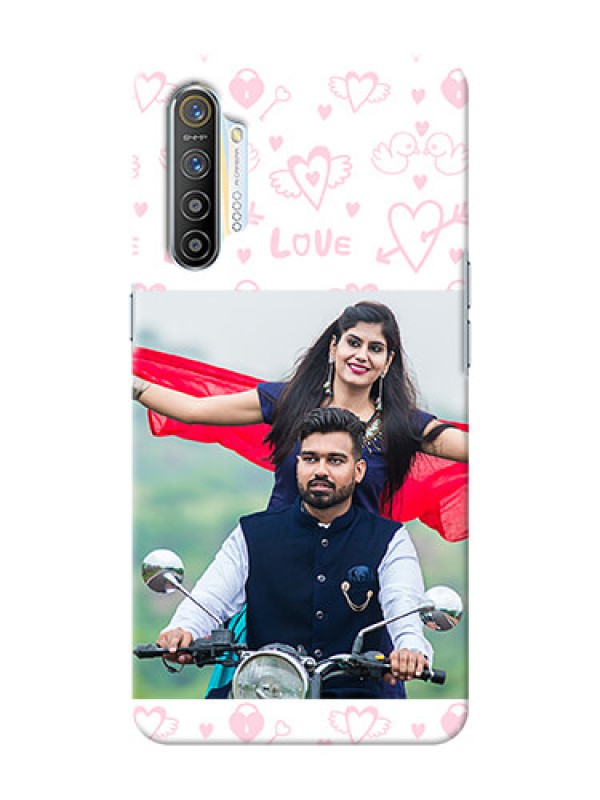 Custom Realme X2 personalized phone covers: Pink Flying Heart Design