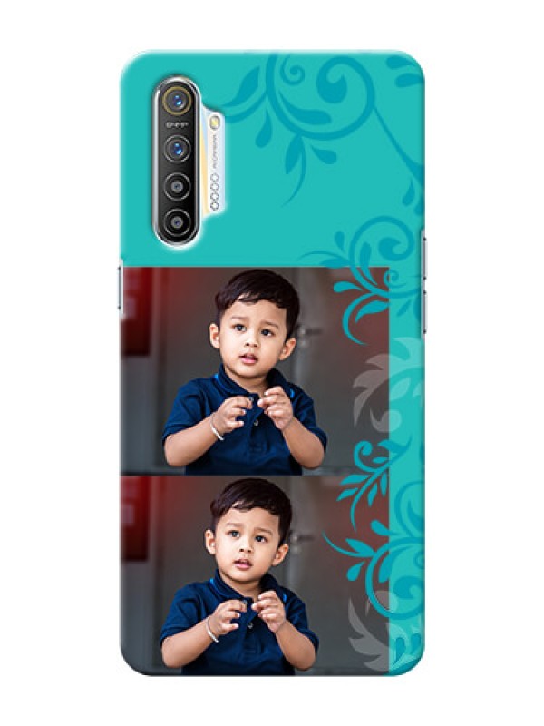 Custom Realme X2 Mobile Cases with Photo and Green Floral Design 