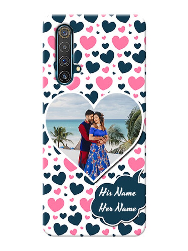 Custom Realme X3 Super Zoom Mobile Covers Online: Pink & Blue Heart Design