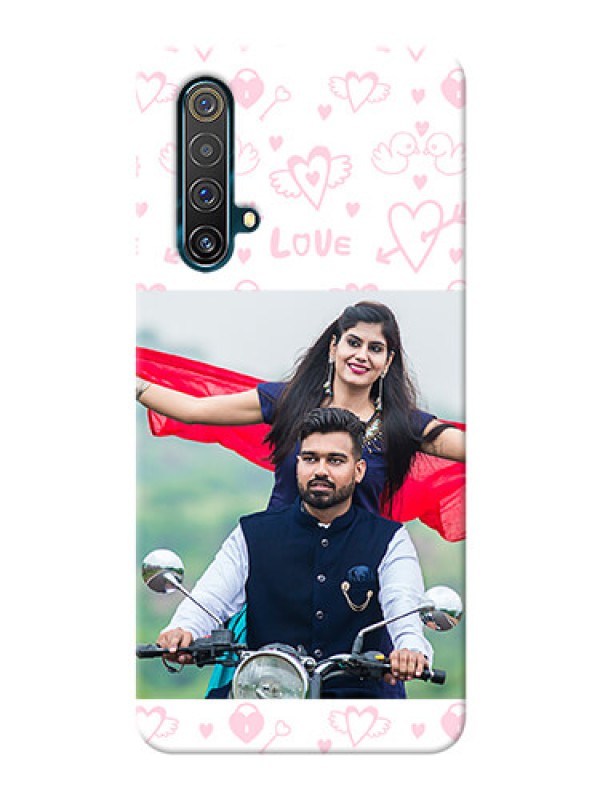 Custom Realme X3 Super Zoom personalized phone covers: Pink Flying Heart Design