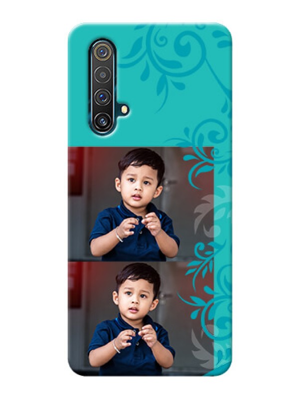 Custom Realme X3 Super Zoom Mobile Cases with Photo and Green Floral Design 