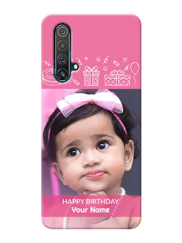 Custom Realme X3 Super Zoom Custom Mobile Cover with Birthday Line Art Design