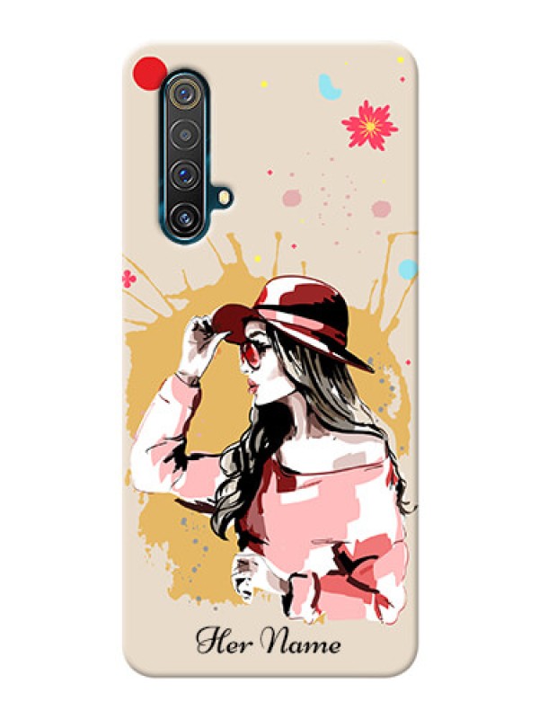 Custom Realme X3 Super Zoom Back Covers: Women with pink hat Design