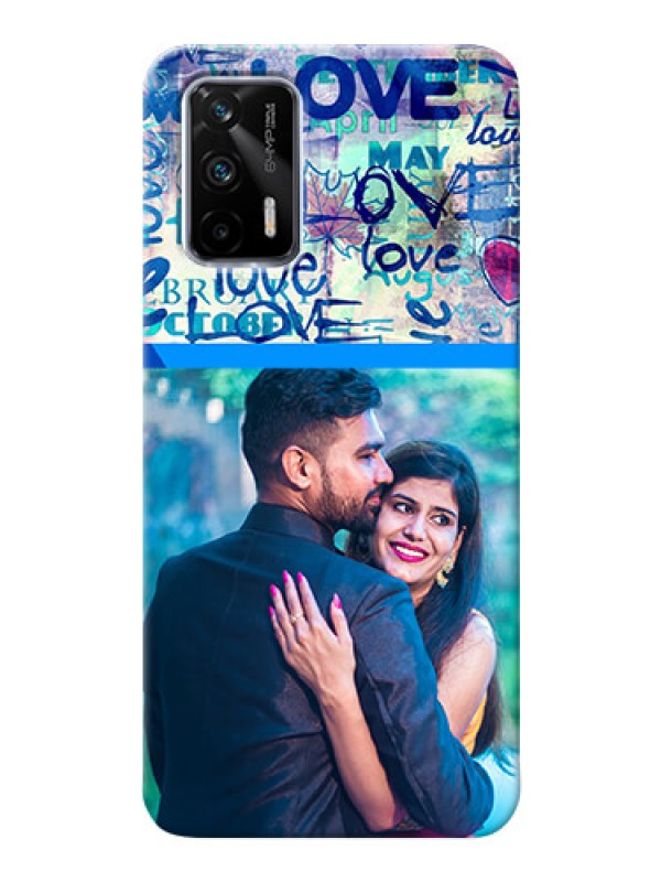 Custom Realme X7 Max 5G Mobile Covers Online: Colorful Love Design