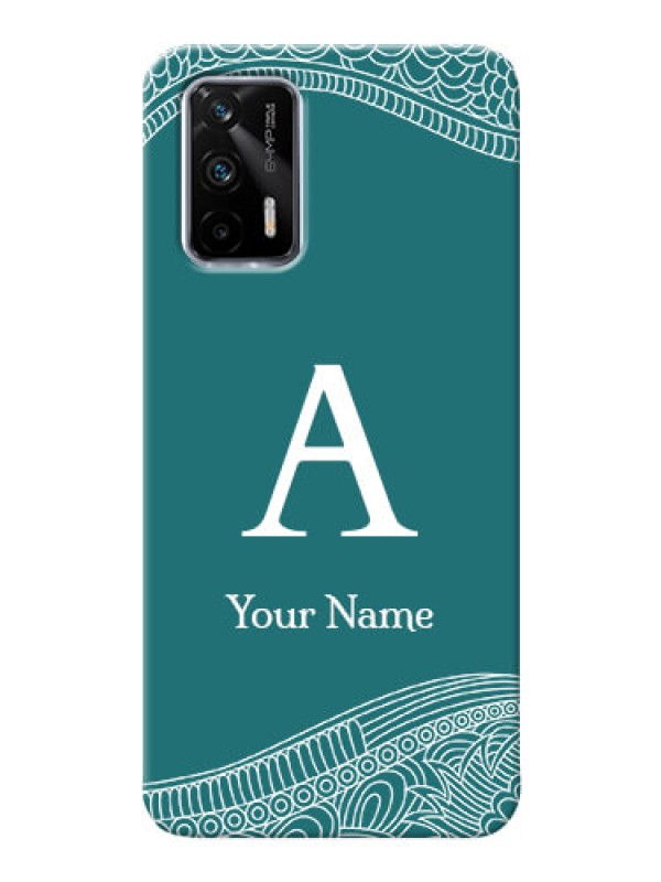 Custom Realme X7 Max 5G Mobile Back Covers: line art pattern with custom name Design