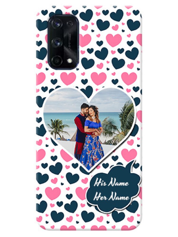 Custom Realme X7 Pro Mobile Covers Online: Pink & Blue Heart Design
