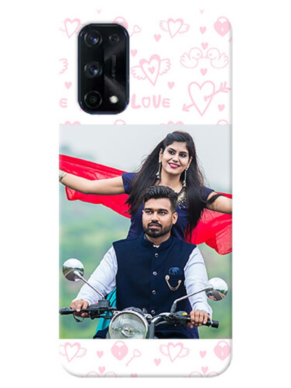 Custom Realme X7 Pro personalized phone covers: Pink Flying Heart Design