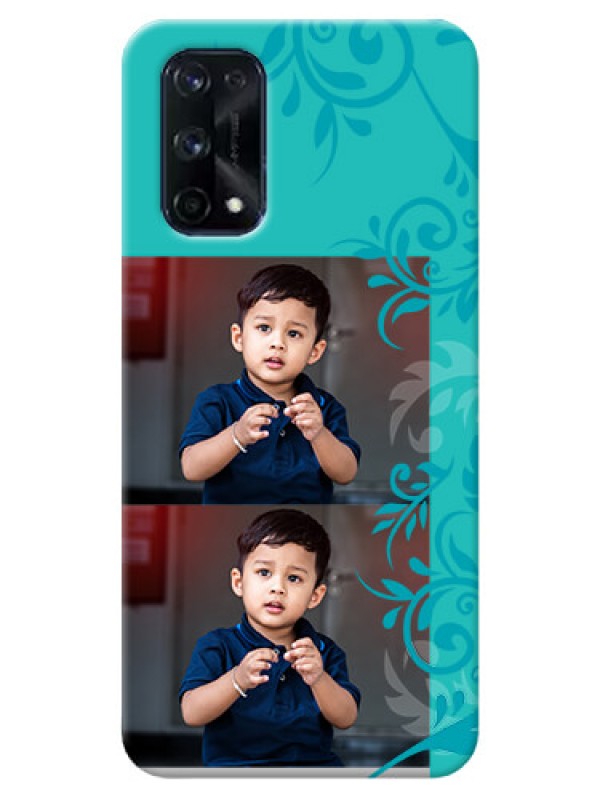Custom Realme X7 Pro Mobile Cases with Photo and Green Floral Design 