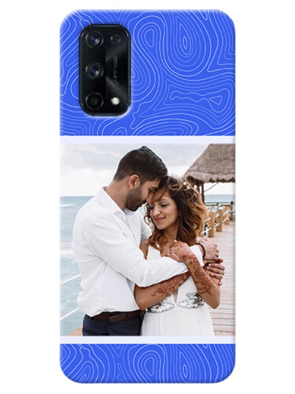 Custom Realme X7 Pro Mobile Back Covers: Curved line art with blue and white Design