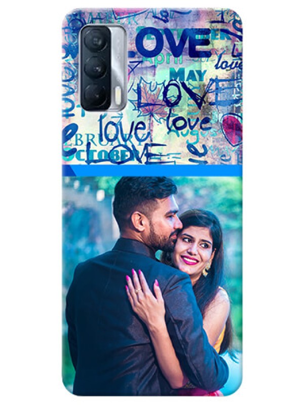 Custom Realme X7 Mobile Covers Online: Colorful Love Design