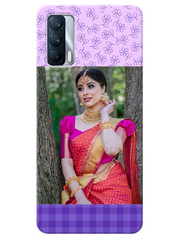 Custom Realme X7 Mobile Cases: Purple Floral Design