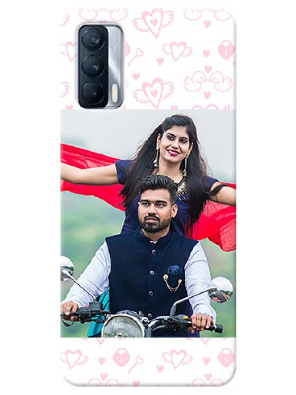 Custom Realme X7 personalized phone covers: Pink Flying Heart Design