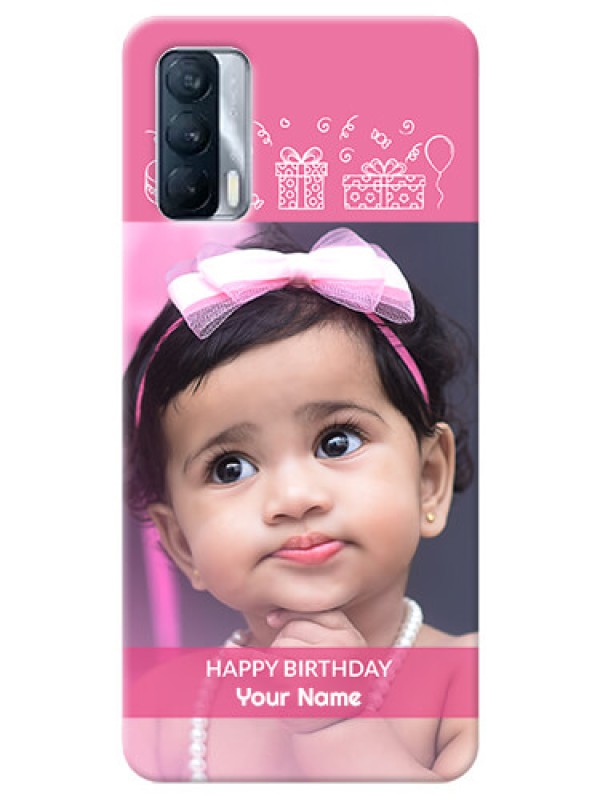 Custom Realme X7 Custom Mobile Cover with Birthday Line Art Design