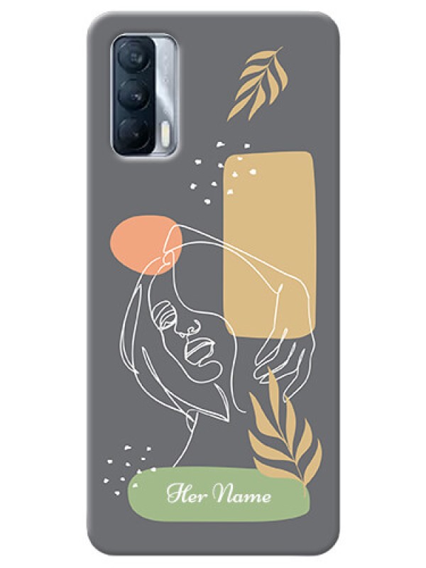 Custom Realme X7 Phone Back Covers: Gazing Woman line art Design