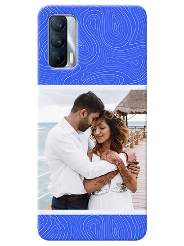Custom Realme X7 Mobile Back Covers: Curved line art with blue and white Design