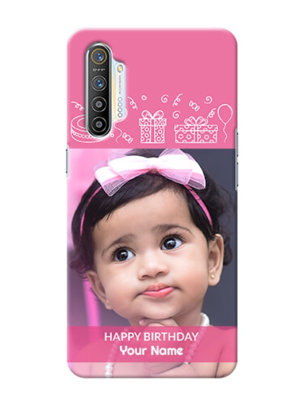 Custom Realme XT Custom Mobile Cover with Birthday Line Art Design