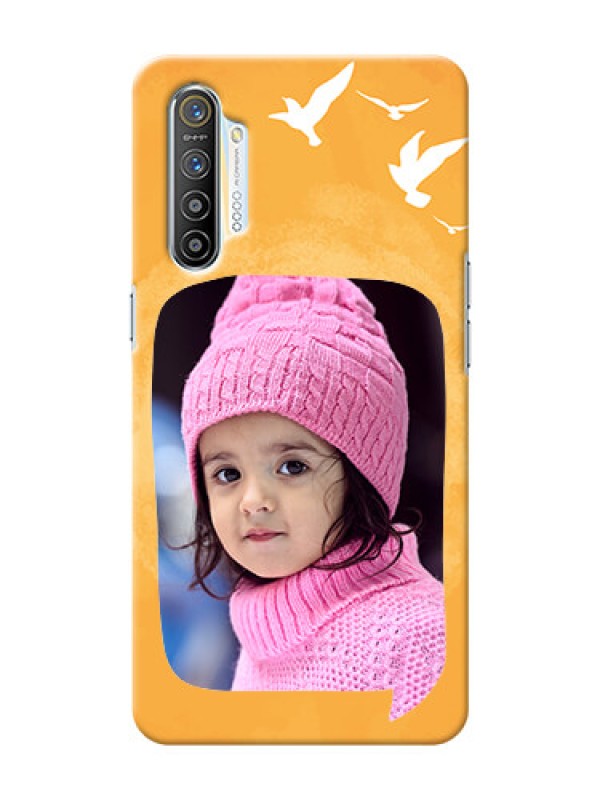 Custom Realme XT Phone Covers: Water Color Design with Bird Icons