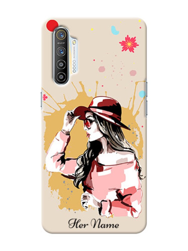 Custom Realme Xt Back Covers: Women with pink hat Design