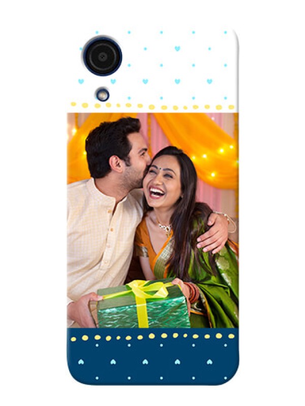 Custom Galaxy A03 Core Phone Covers: White and Blue Abstract Design