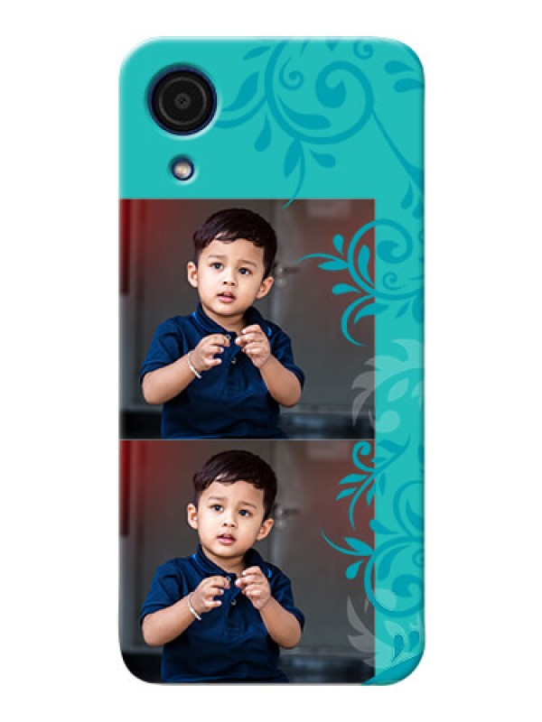 Custom Galaxy A03 Core Mobile Cases with Photo and Green Floral Design 