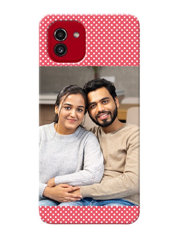 Custom Galaxy A03 Custom Mobile Case with White Dotted Design