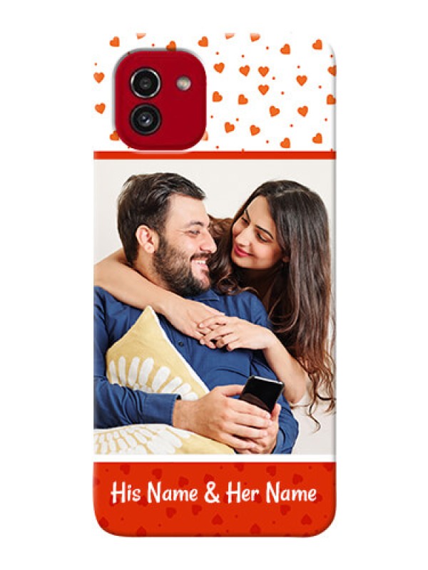 Custom Galaxy A03 Phone Back Covers: Orange Love Symbol Design