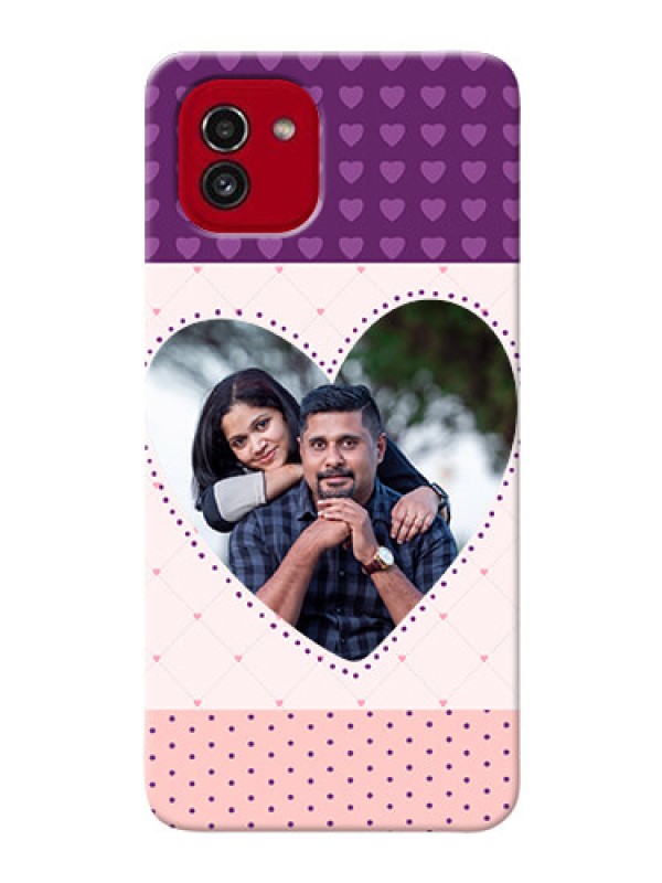Custom Galaxy A03 Mobile Back Covers: Violet Love Dots Design