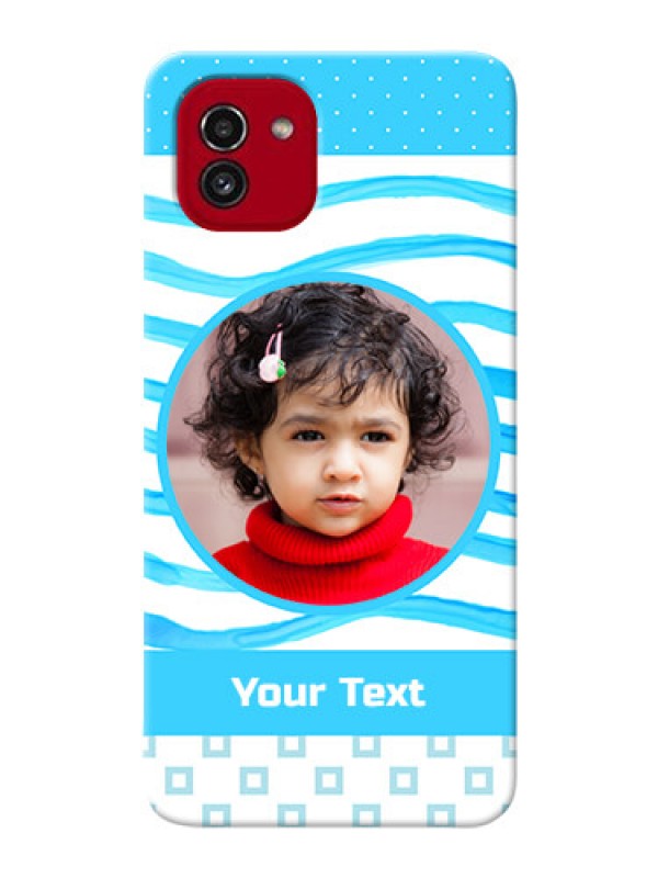 Custom Galaxy A03 phone back covers: Simple Blue Case Design