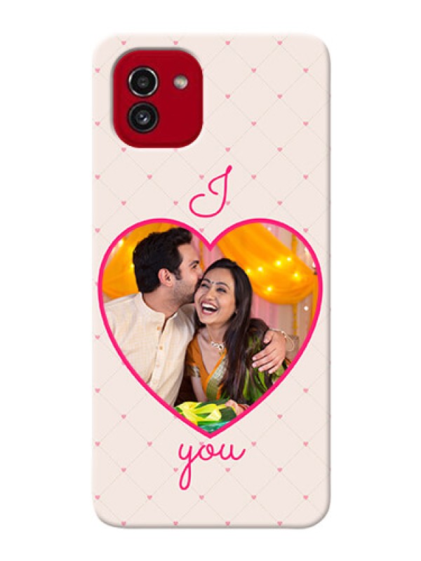 Custom Galaxy A03 Personalized Mobile Covers: Heart Shape Design