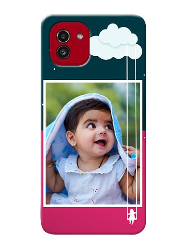 Custom Galaxy A03 custom phone covers: Cute Girl with Cloud Design
