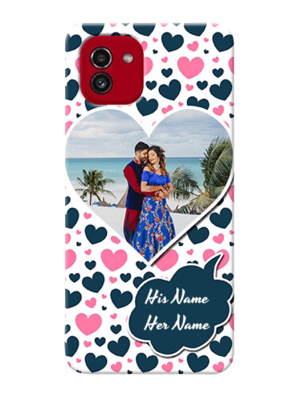 Custom Galaxy A03 Mobile Covers Online: Pink & Blue Heart Design