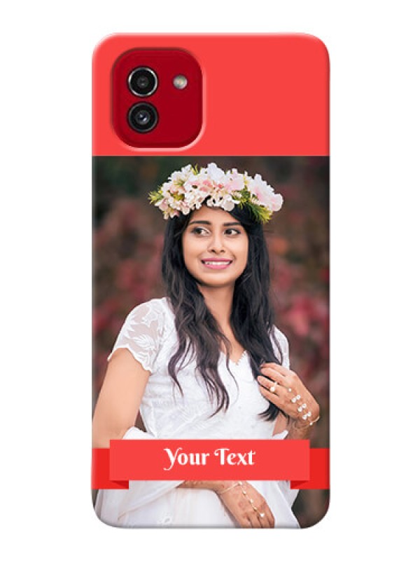 Custom Galaxy A03 Personalised mobile covers: Simple Red Color Design