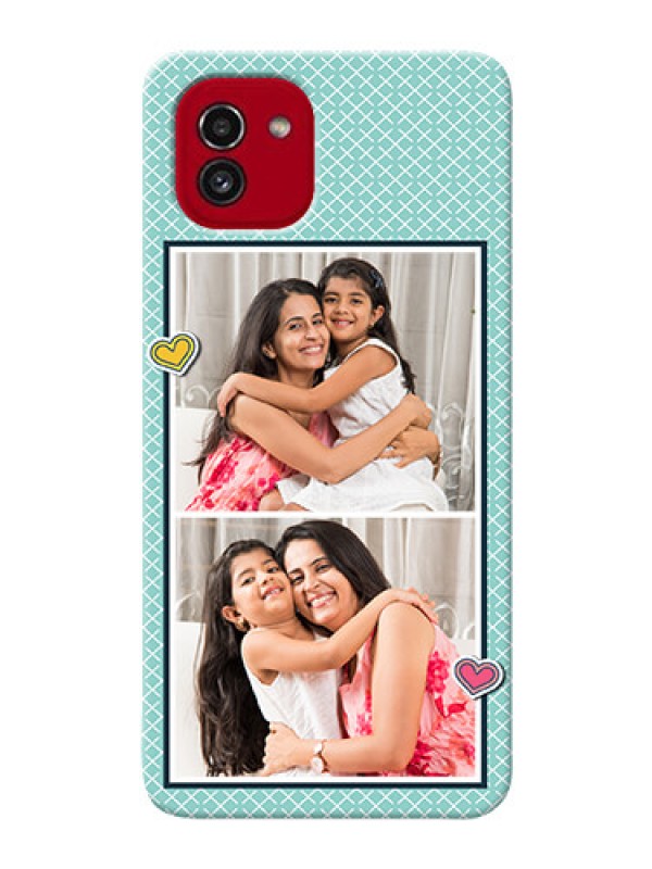 Custom Galaxy A03 Custom Phone Cases: 2 Image Holder with Pattern Design