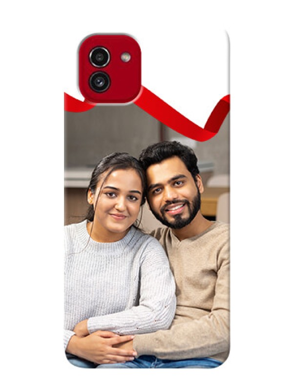 Custom Galaxy A03 custom phone cases: Red Ribbon Frame Design