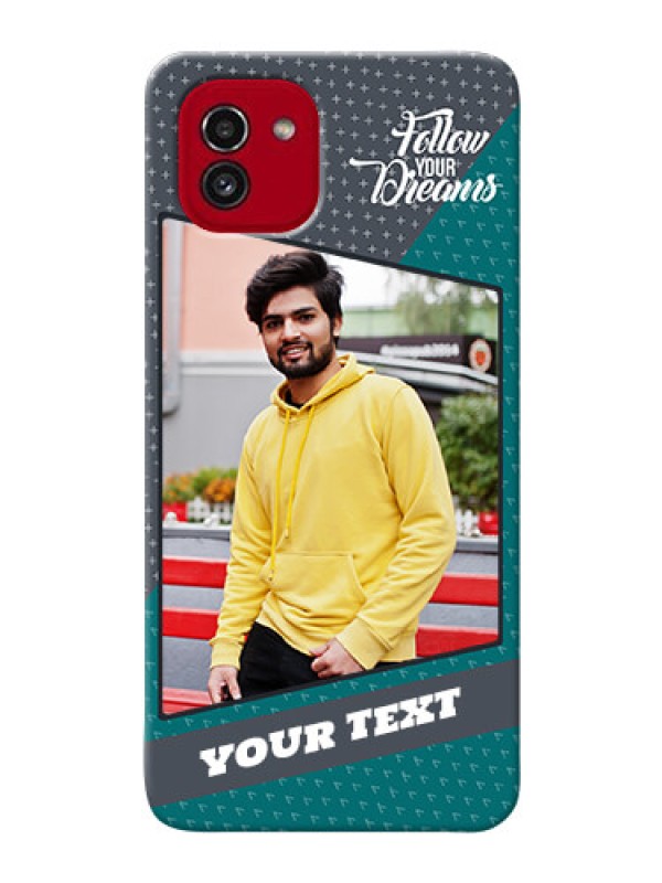 Custom Galaxy A03 Back Covers: Background Pattern Design with Quote