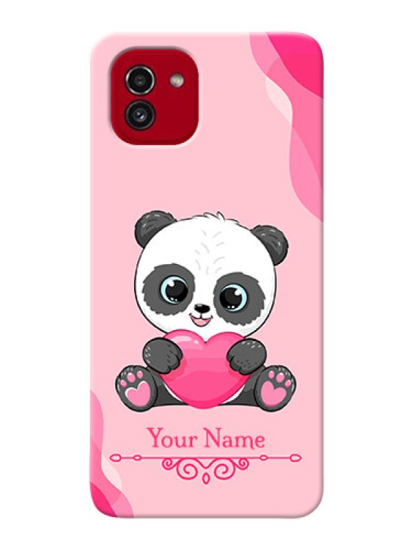 Custom Galaxy A03 Mobile Back Covers: Cute Panda Design