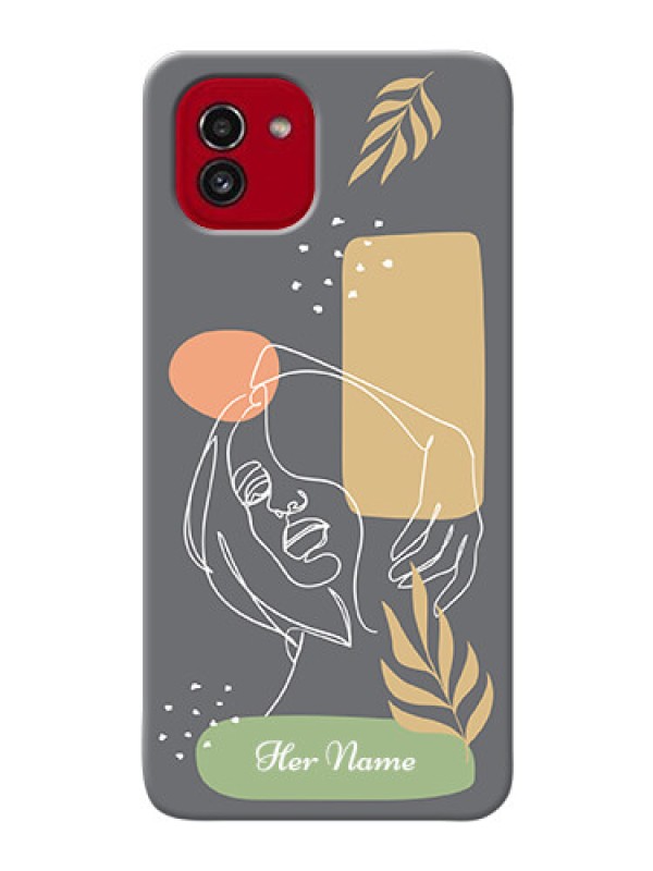 Custom Galaxy A03 Phone Back Covers: Gazing Woman line art Design